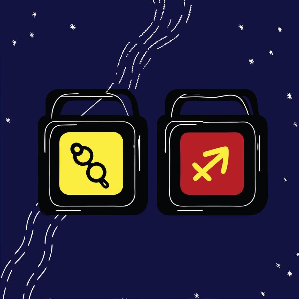 Zodiac Signs Gemini and Sagittarius Symbols vector