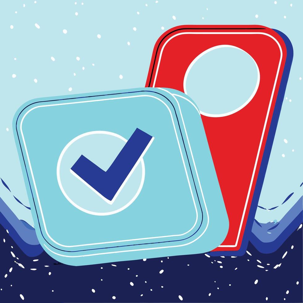 Abstract Check Mark and Locator Design Elements vector