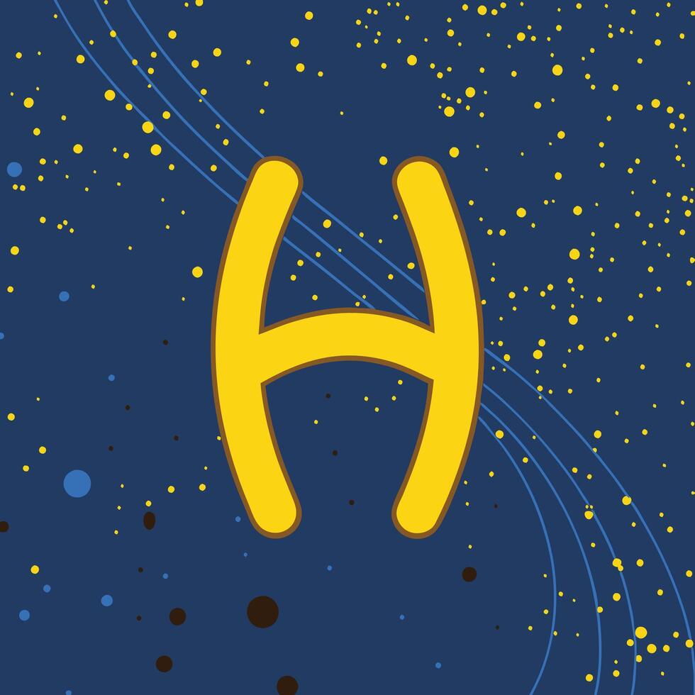 Abstract Yellow H Symbol on a Night Sky vector