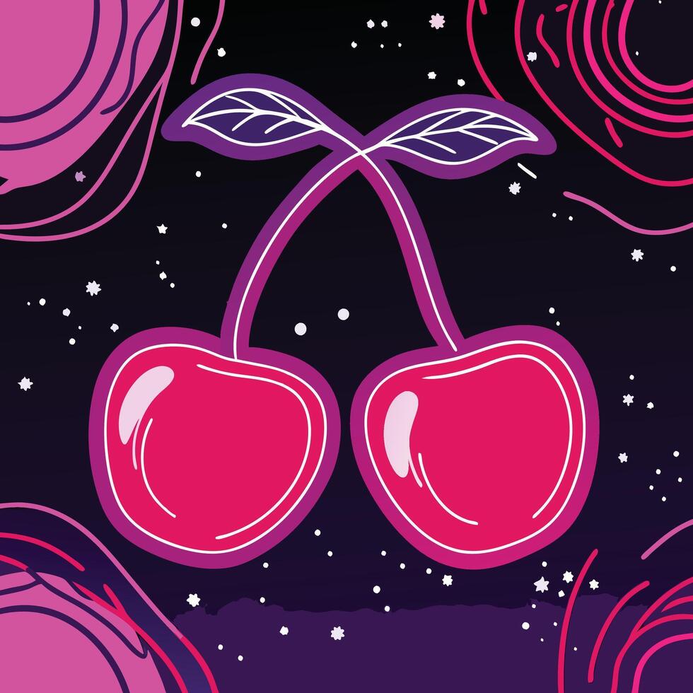 Cosmic Cherries A Vibrant Galaxy Design vector
