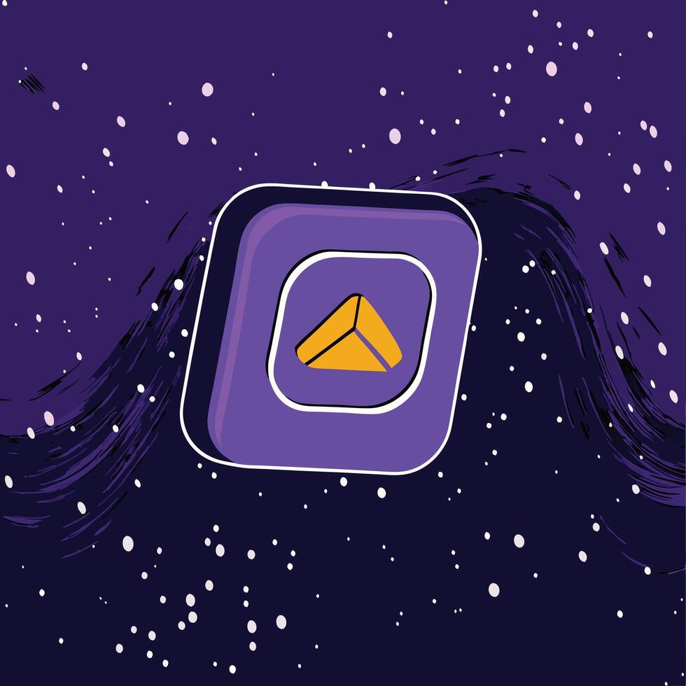 Abstract Purple and Gold 3D Icon in Space vector