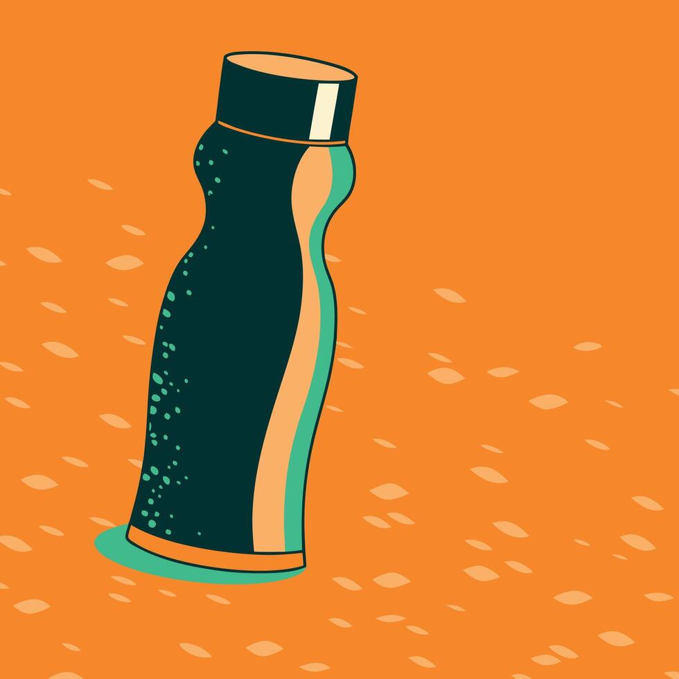 Abstract Bottle Design Teal, Orange, and Dark Green vector