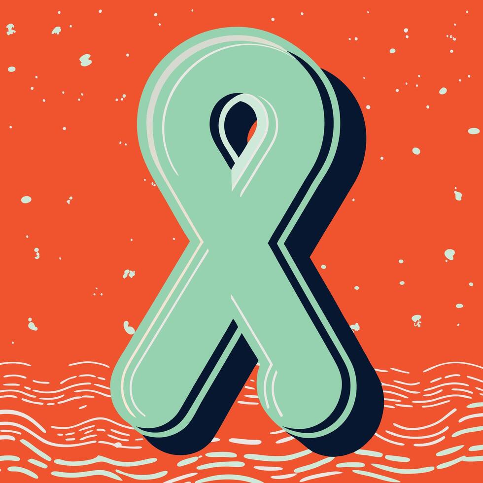 Abstract Teal Ribbon Design, Waves Background vector