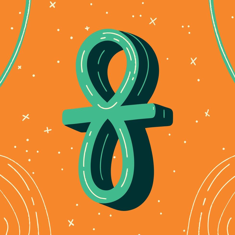 Abstract Ankh Symbol Green, Orange, Modern Design vector