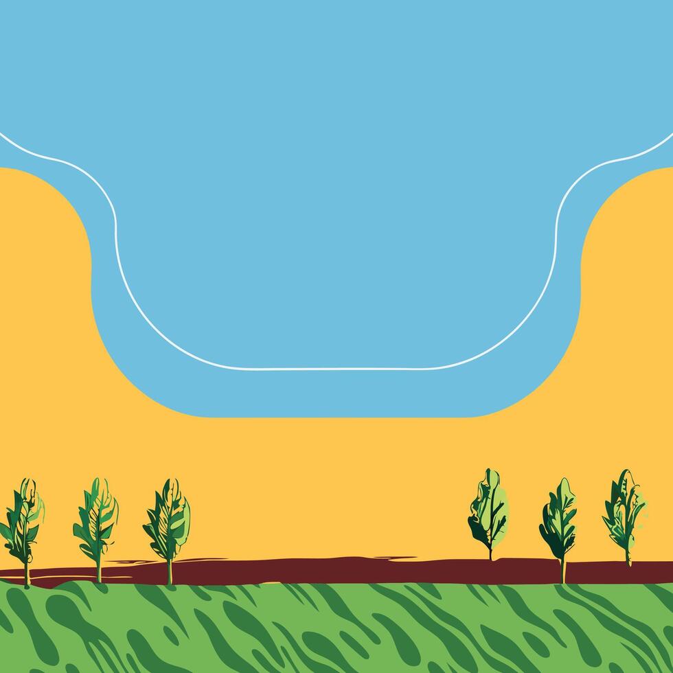 Abstract Landscape Sky, Trees, and Rolling Hills vector