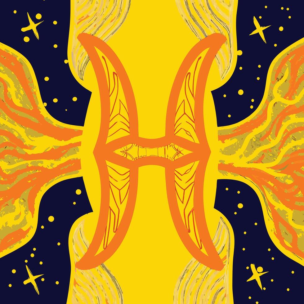 Cosmic Pisces Yellow and Orange Abstract Art vector