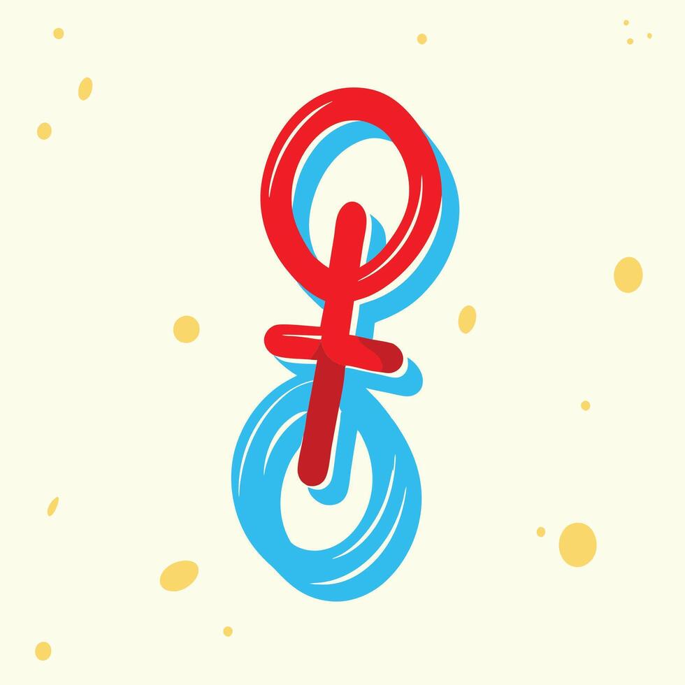 Abstract Female Symbol Design Red and Blue Swirls vector
