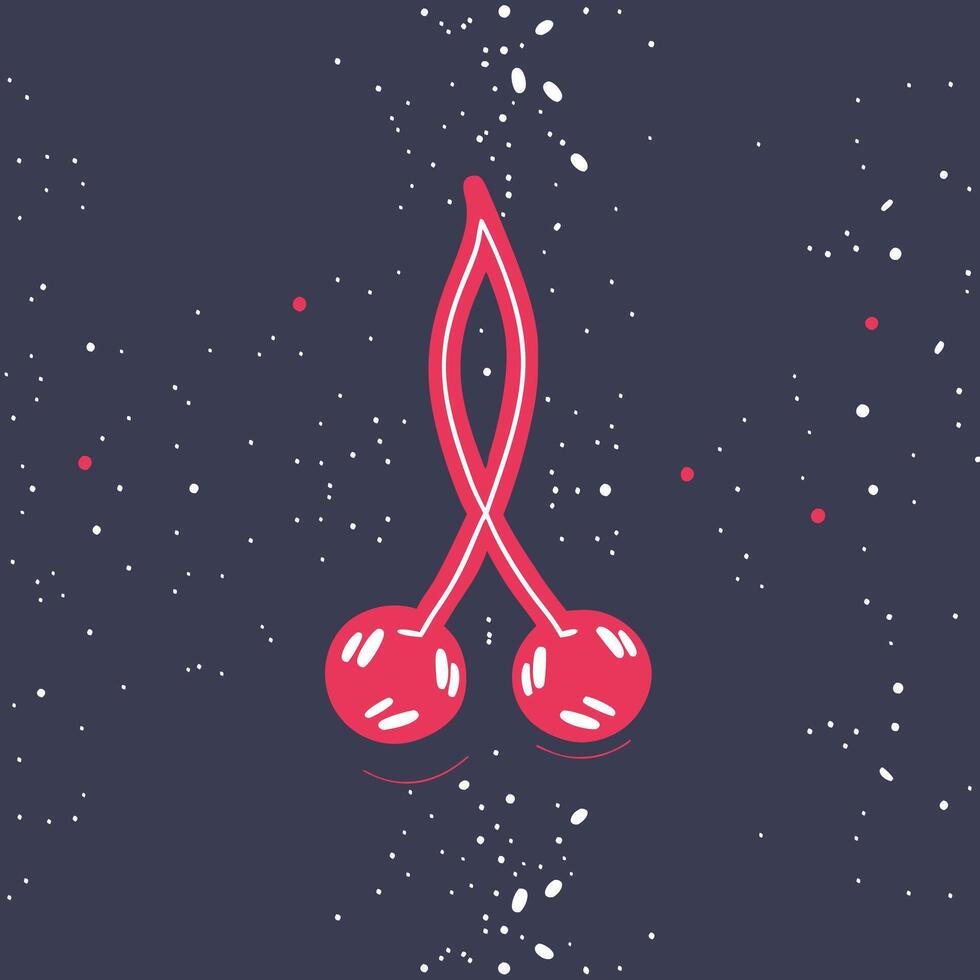 Double Cherry Fruit Design, Red and White vector