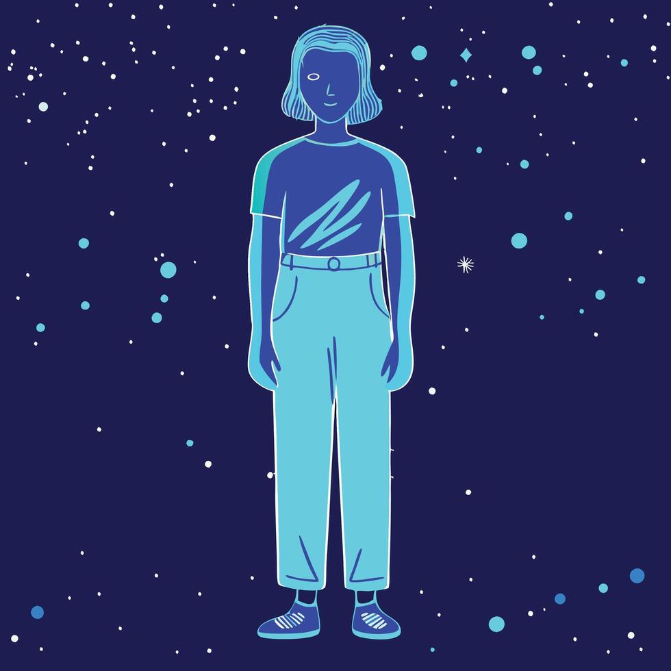 Cosmic Girl A Stylized Illustration vector