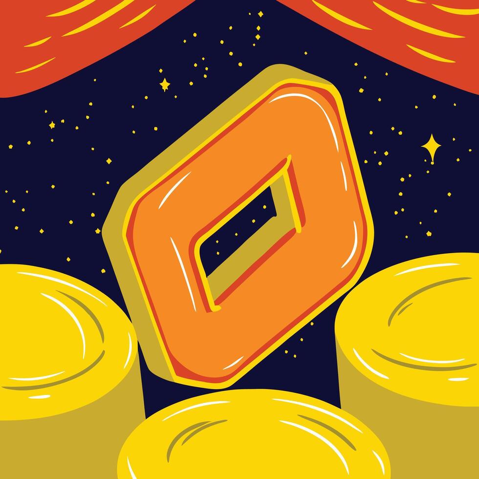 Abstract Orange and Yellow Shapes in Space vector