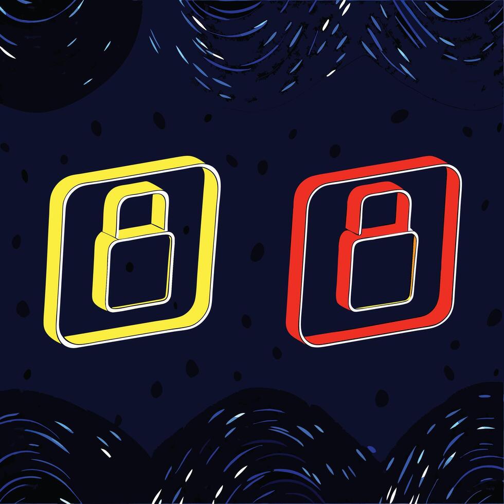 Abstract Padlock Icons Security, Safety, Protection, Access, Privacy, Digital, Code, Encryption, Symbol, Graphic vector
