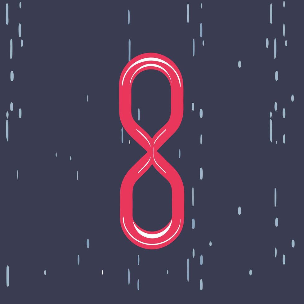 Abstract Number Eight Design Red Infinity Symbol on Dark Background vector