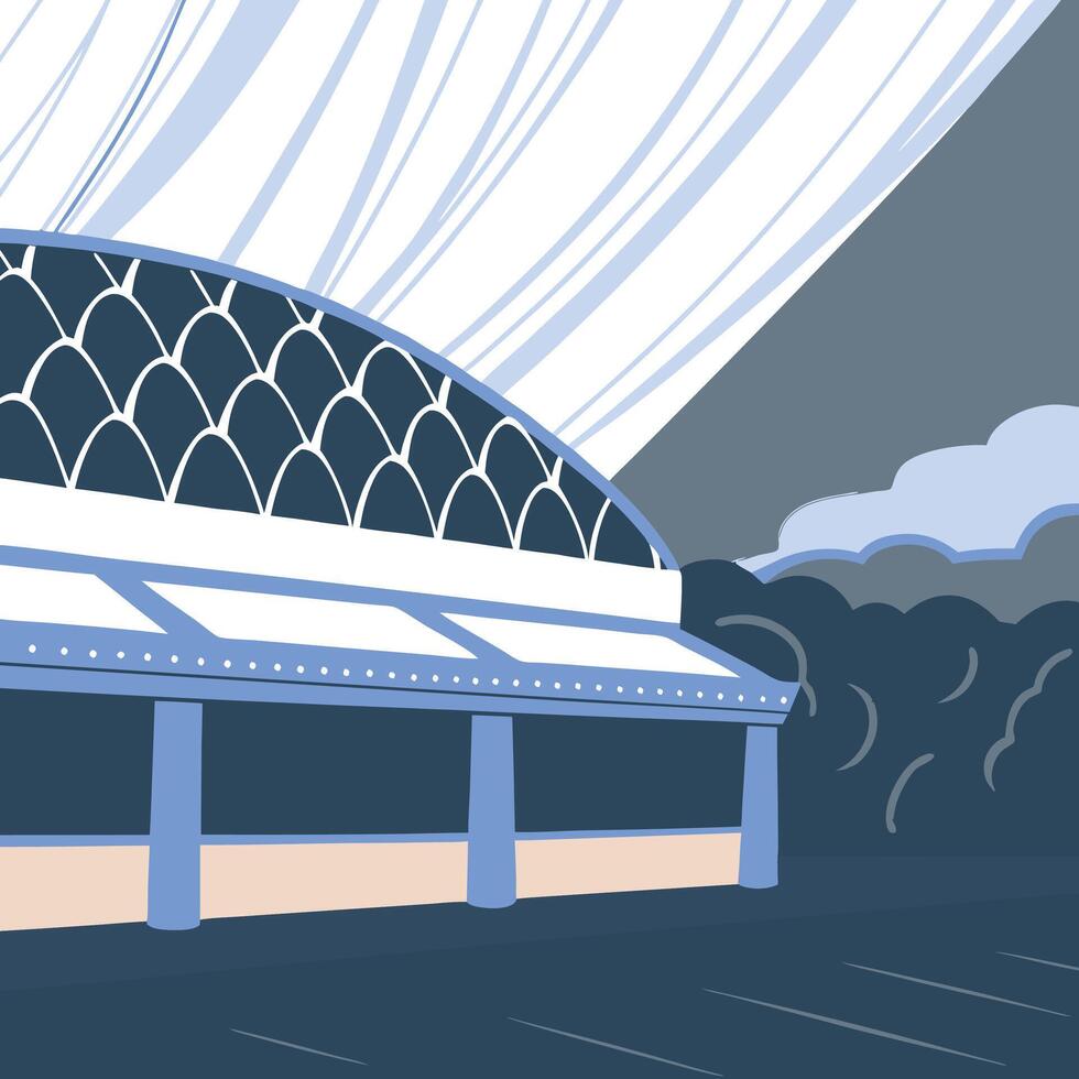 Abstract Building Exterior with Scaled Roof and Canopy vector