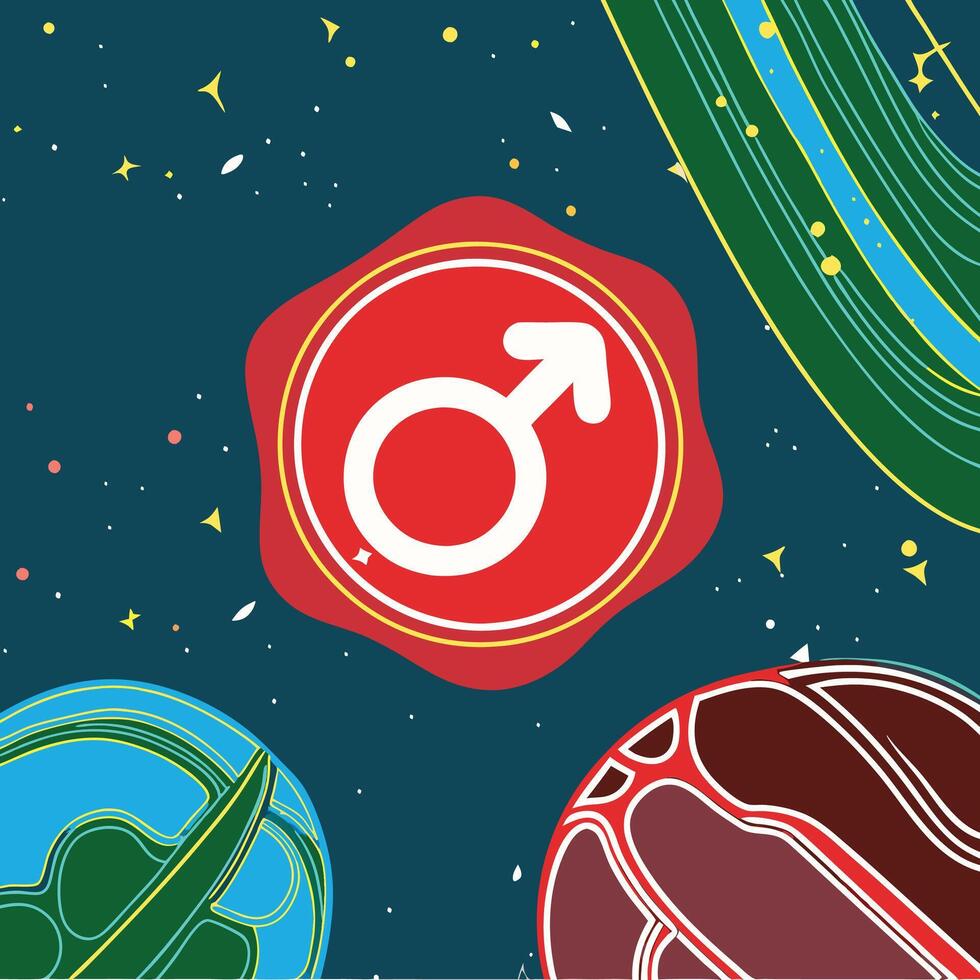Male Symbol in Space Celestial Gender Icon vector