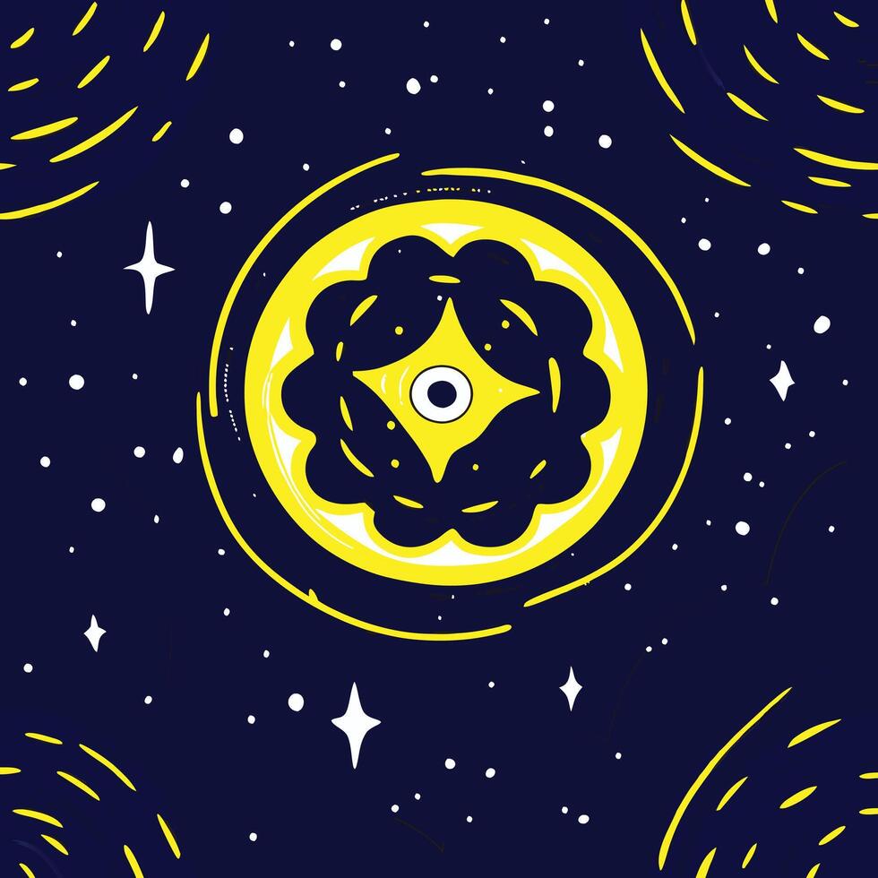 Cosmic Eye Celestial Mandala, Abstract Starry Night vector