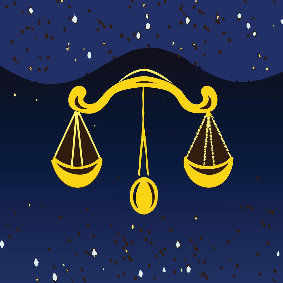 Libra Zodiac Sign Celestial Scales and Night Sky vector