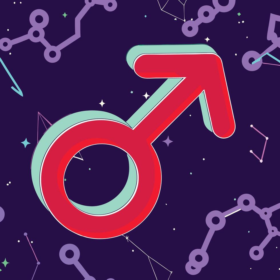 Cosmic Male Symbol Abstract 3D Design vector