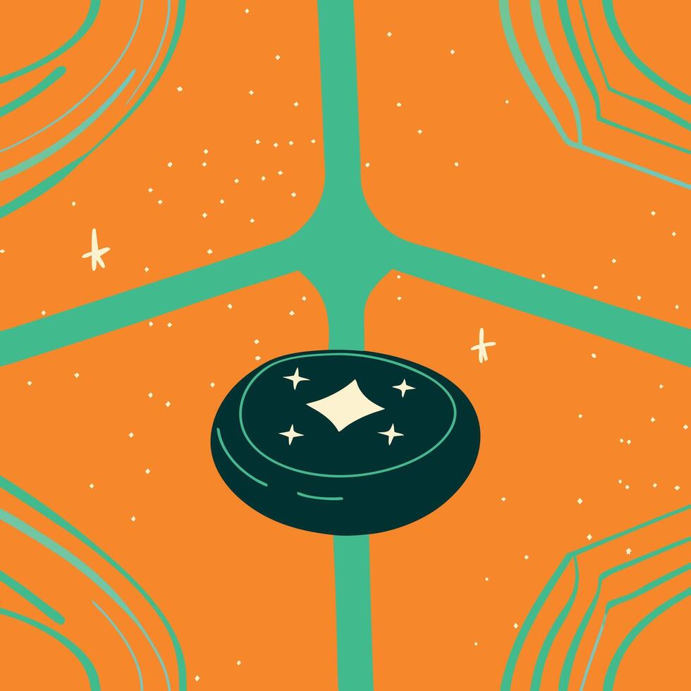 Abstract Orange and Teal Design with Shining Disc vector