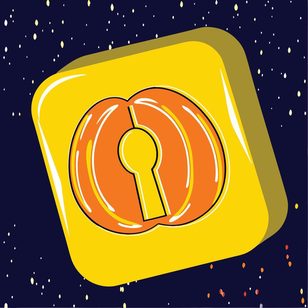 Abstract Keyhole Design Orange and Yellow Cosmic Key vector