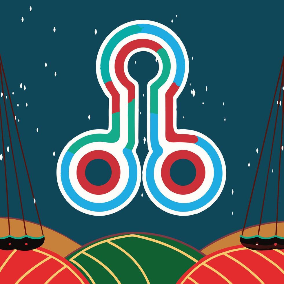 Abstract Circular Design with Swings and Night Sky vector