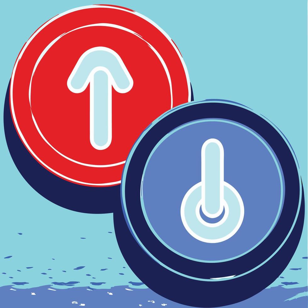 Abstract Circular Icons Up and Down, On and Off vector