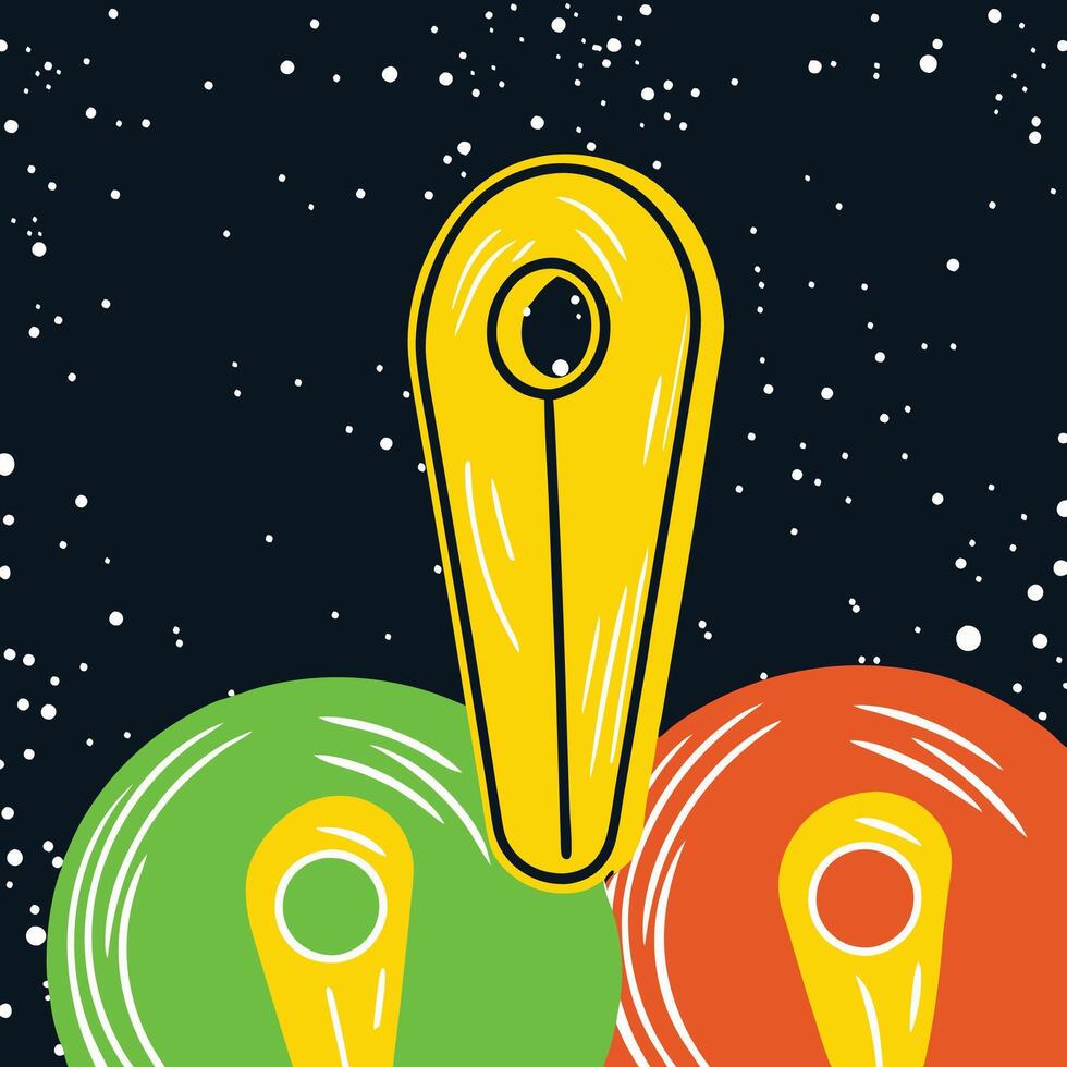 Abstract Spacecraft Design Colorful Planets and Cosmic Flight vector