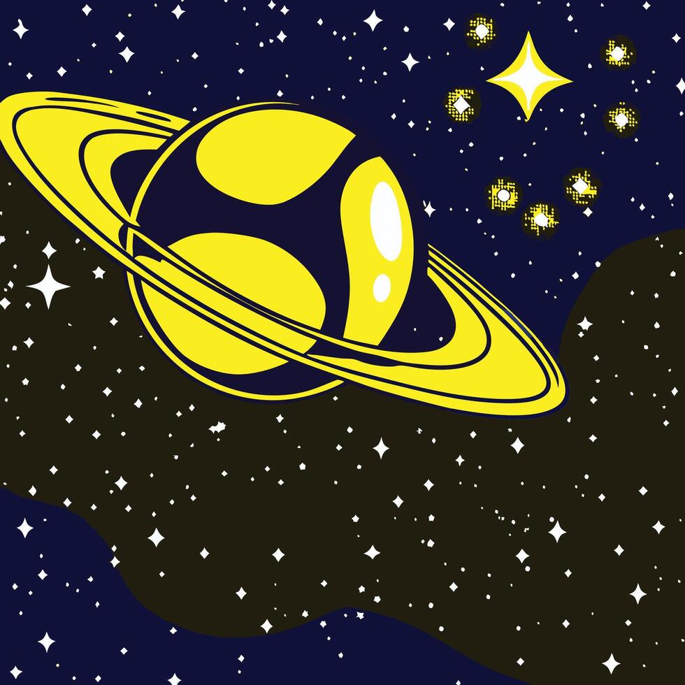 Cosmic Planet with Rings and Stars vector
