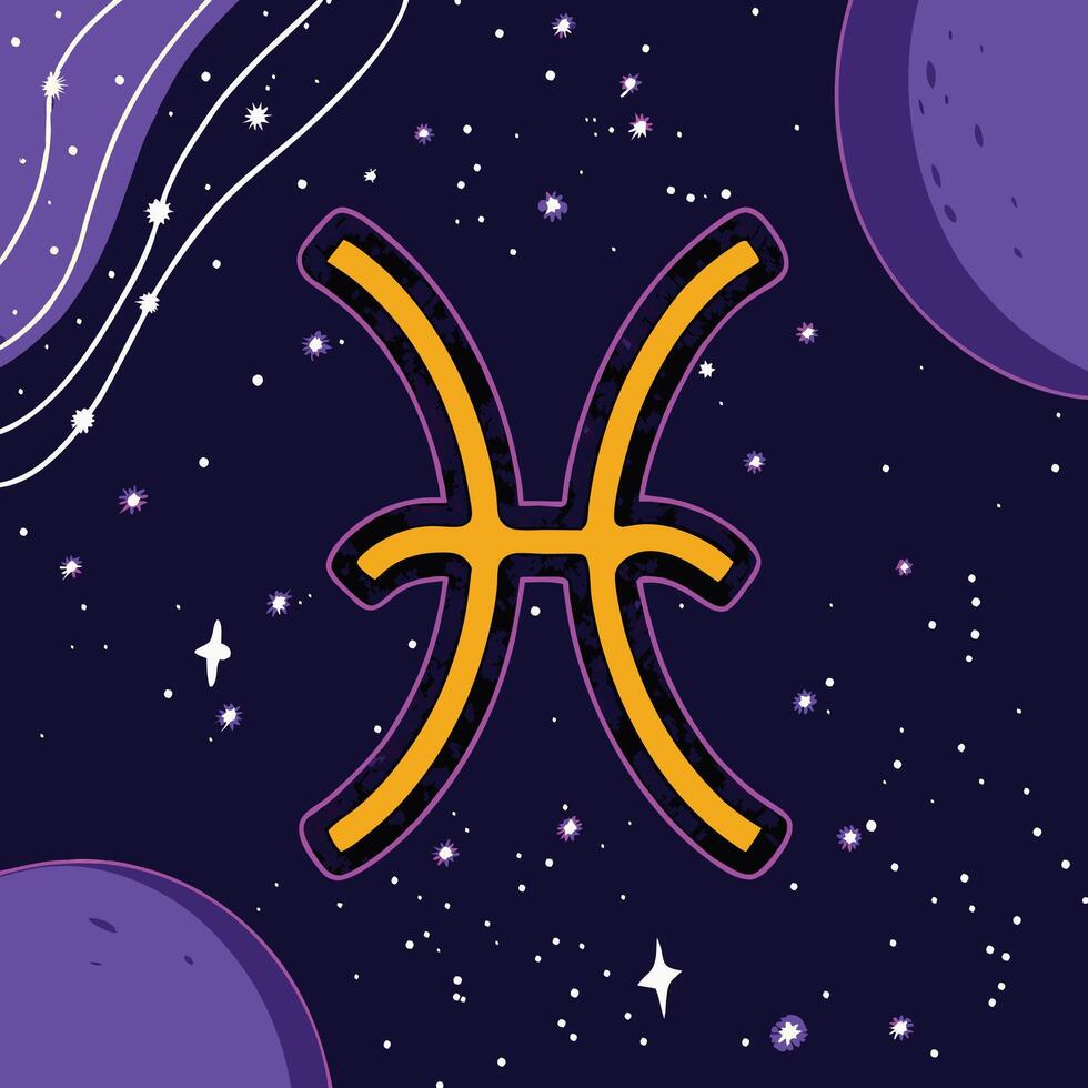 Pisces Zodiac Sign Cosmic Fish in the Night Sky vector