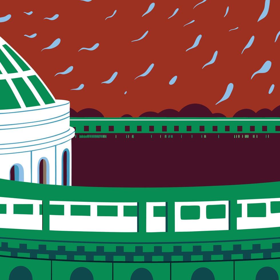 Abstract Cityscape Dome, Train, and Sky vector
