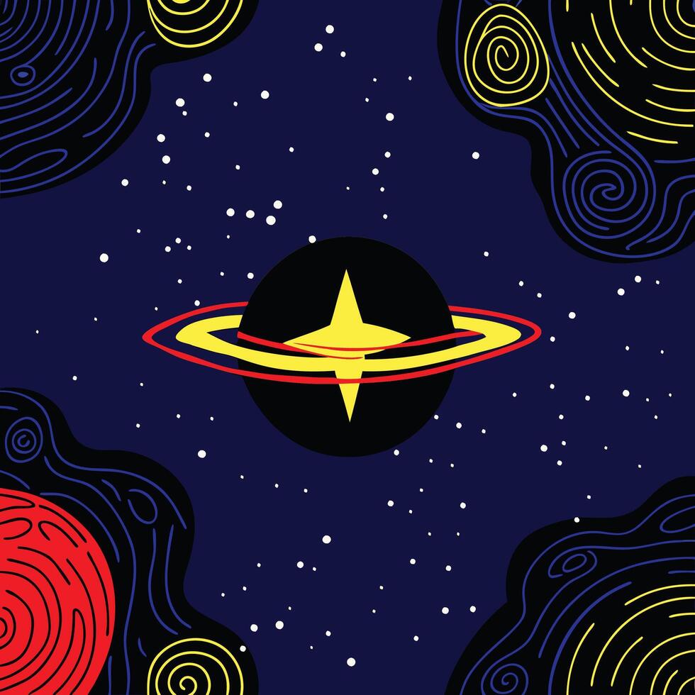 Cosmic Rings and Celestial Star Abstract Space Art vector