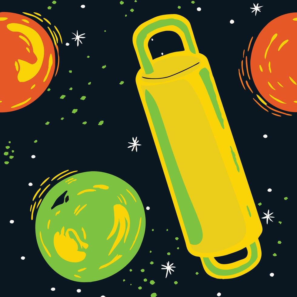 Cosmic Vessel Amidst Planets vector