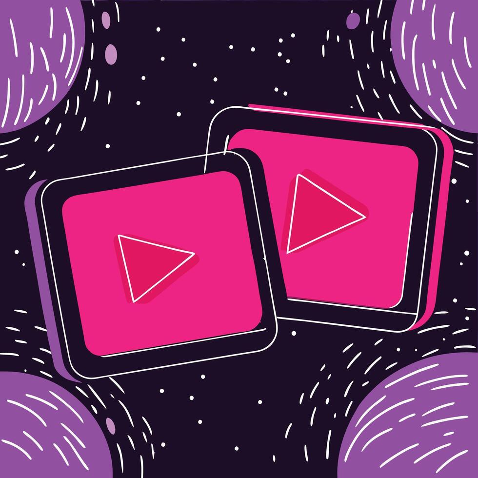 Dual Play Button Interface Design Abstract Background vector