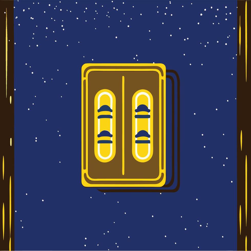 Night Sky View from a Double-Windowed Room vector
