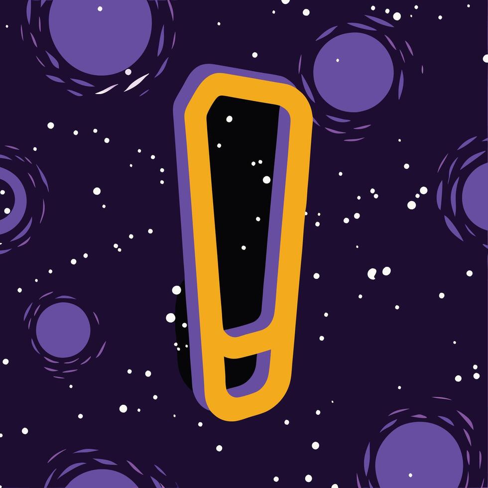 Cosmic Exclamation Abstract Art in Purple and Gold vector