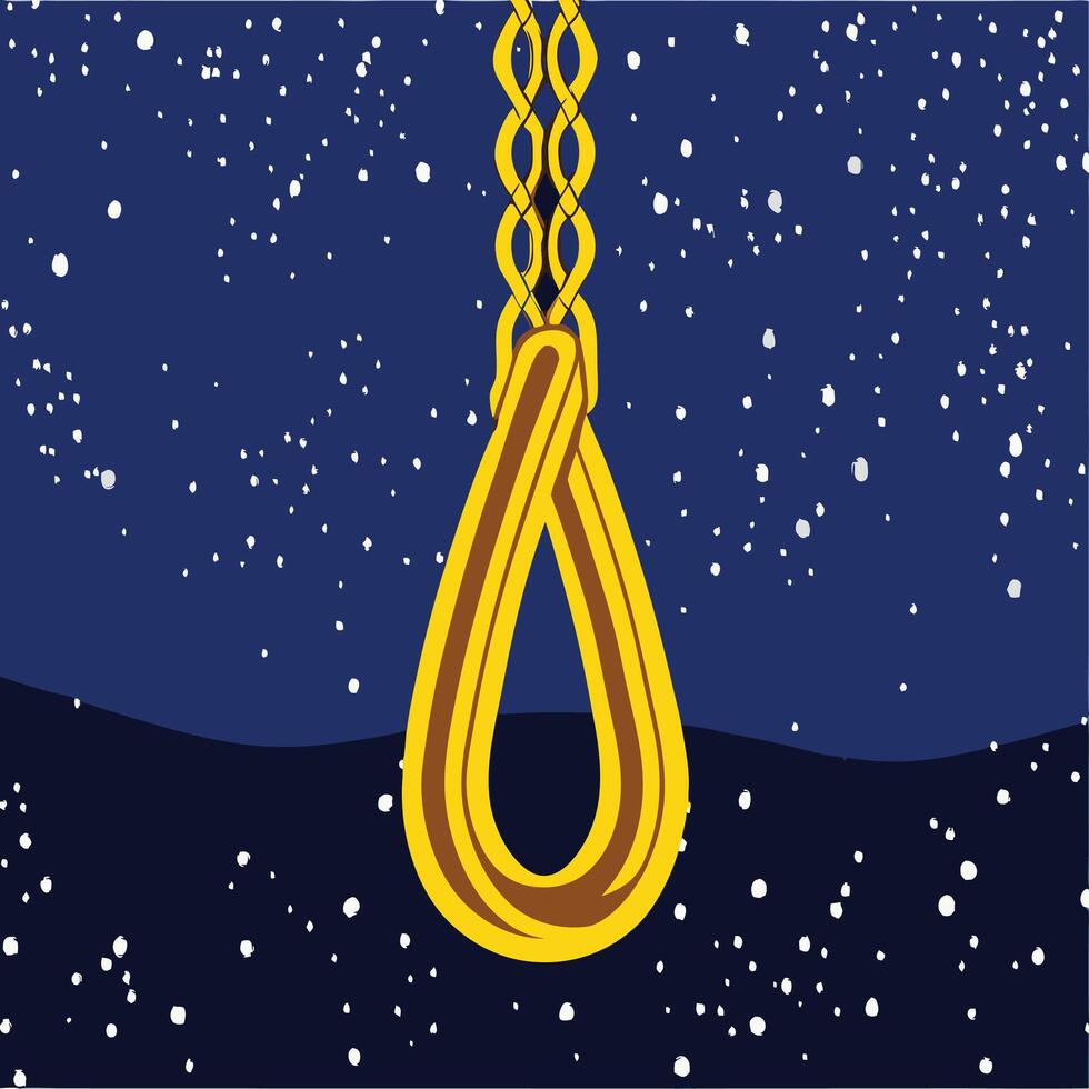 Night Sky, Golden Noose, Hanging, Abstract Art, Surrealism, Darkness, Despair, Mystery, Symbolism, Rope vector