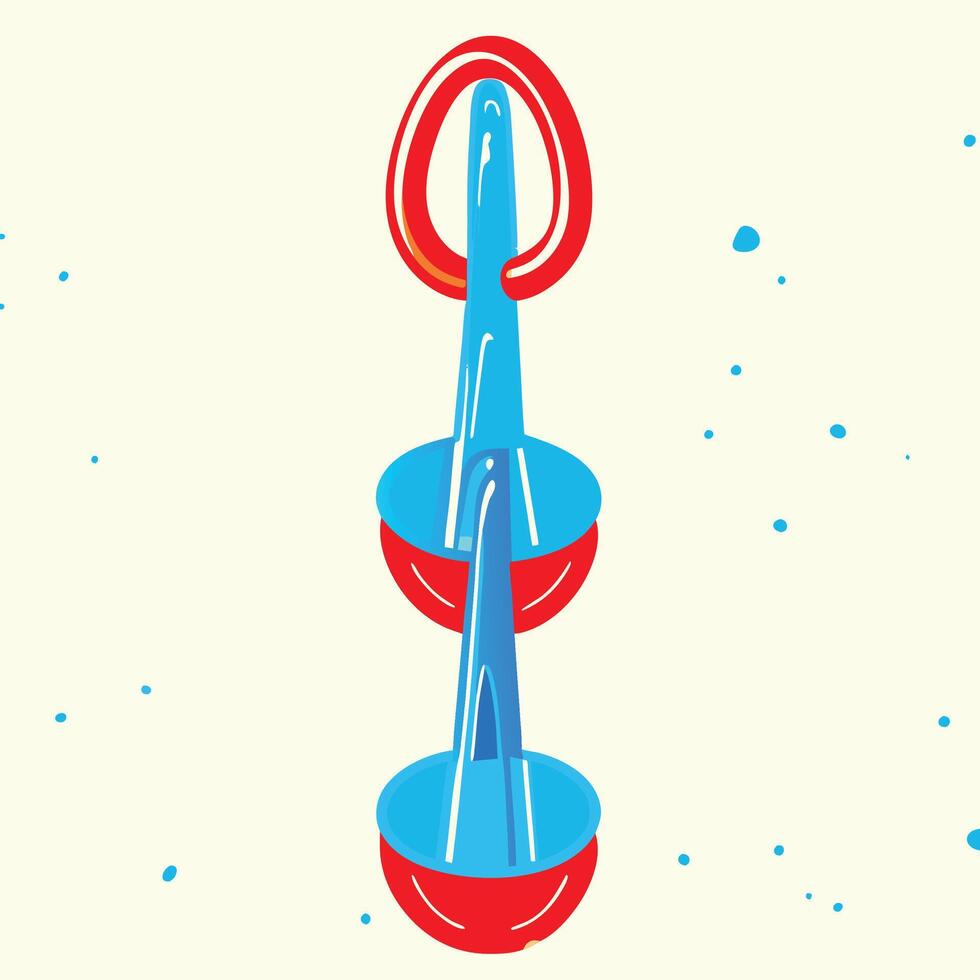 Abstract Double Bowl Sculpture Red and Blue Modern Art vector