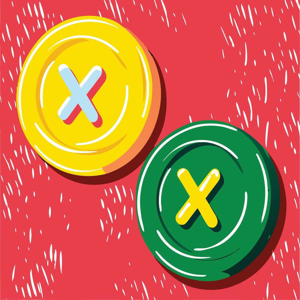 Abstract Colorful Buttons Graphic Design, Circular Shapes, X Symbol vector