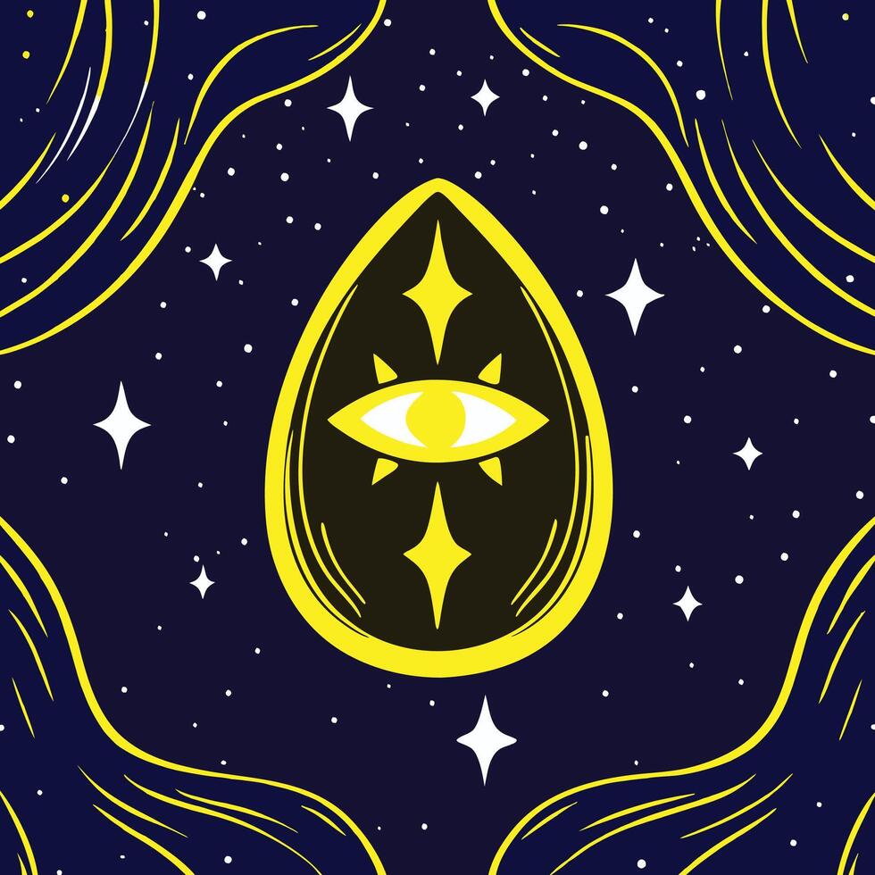 Cosmic Eye Celestial Design with Stars and Abstract Lines vector