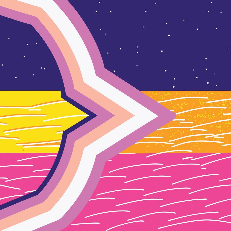 Abstract Night Sky Colorful Waves vector