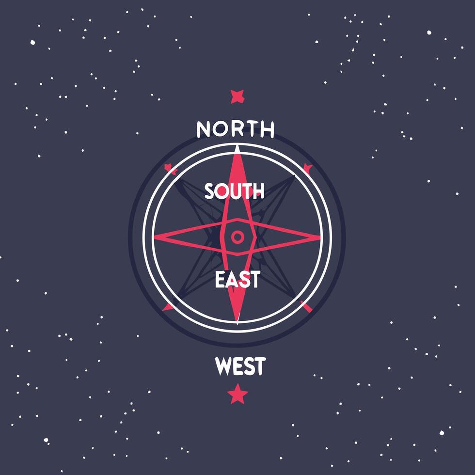 Abstract Compass Rose Star Design, Cardinal Directions vector