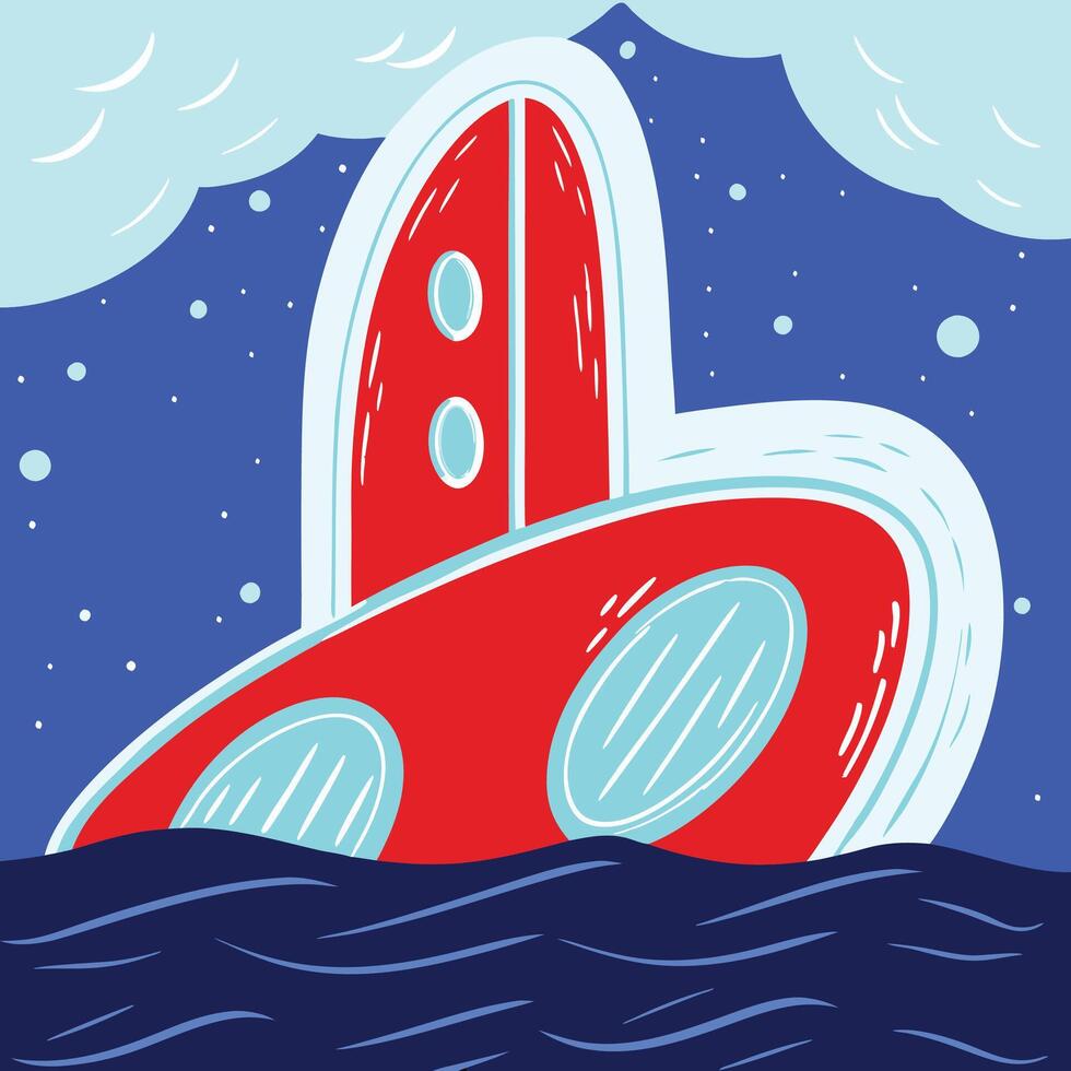 Submerged Vessel in Deep Ocean vector