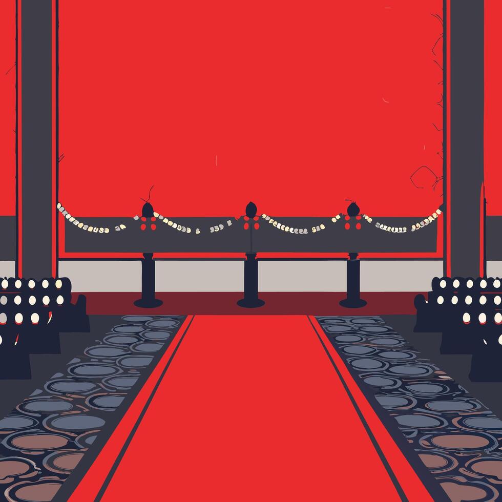 Red Carpet Entrance Abstract Stage Design vector