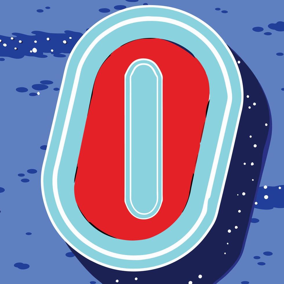 Abstract Number Zero Red, Blue, and Teal Design vector