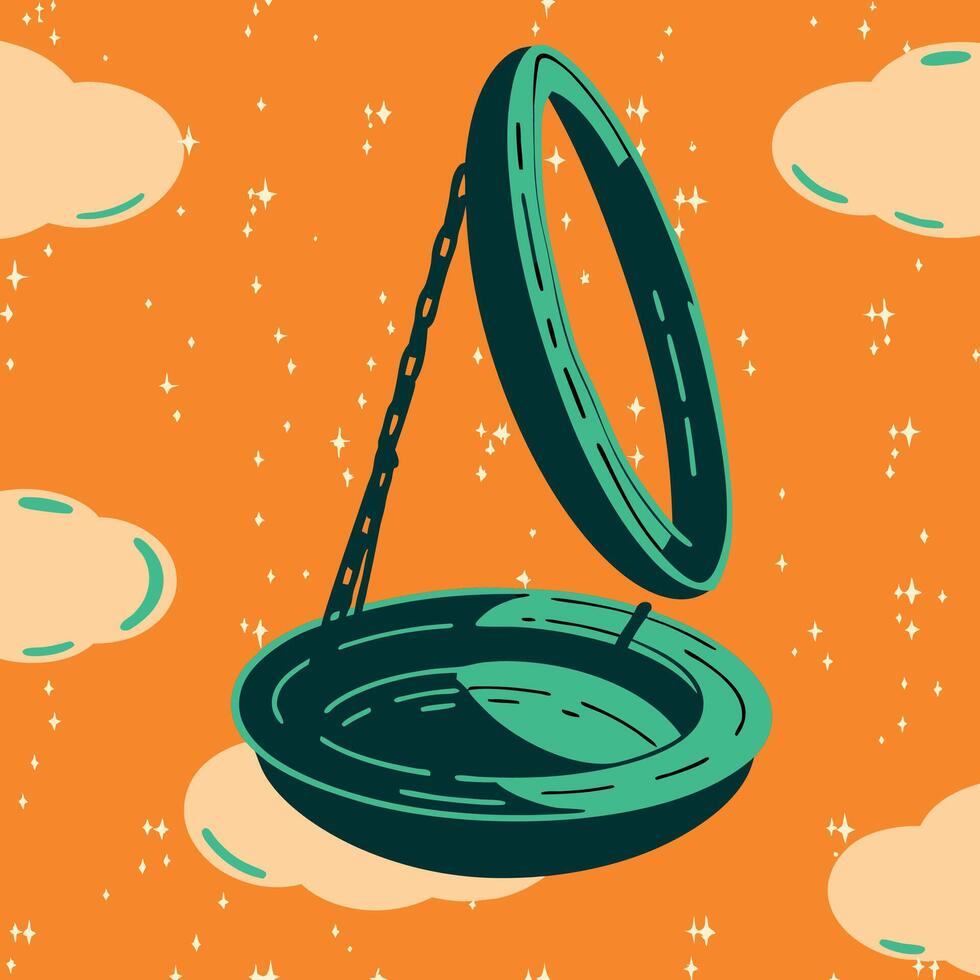 Floating Circular Object with Chain A Mysterious Design vector