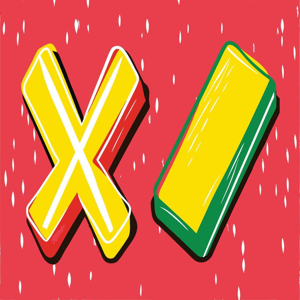 Abstract X and Rectangle Design Red, Yellow, and Green vector