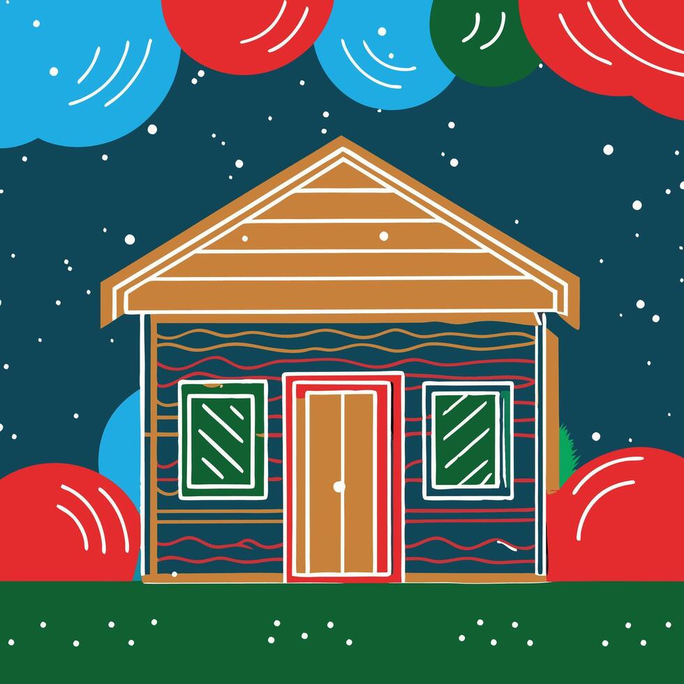 Night Sky House Abstract Home Illustration vector