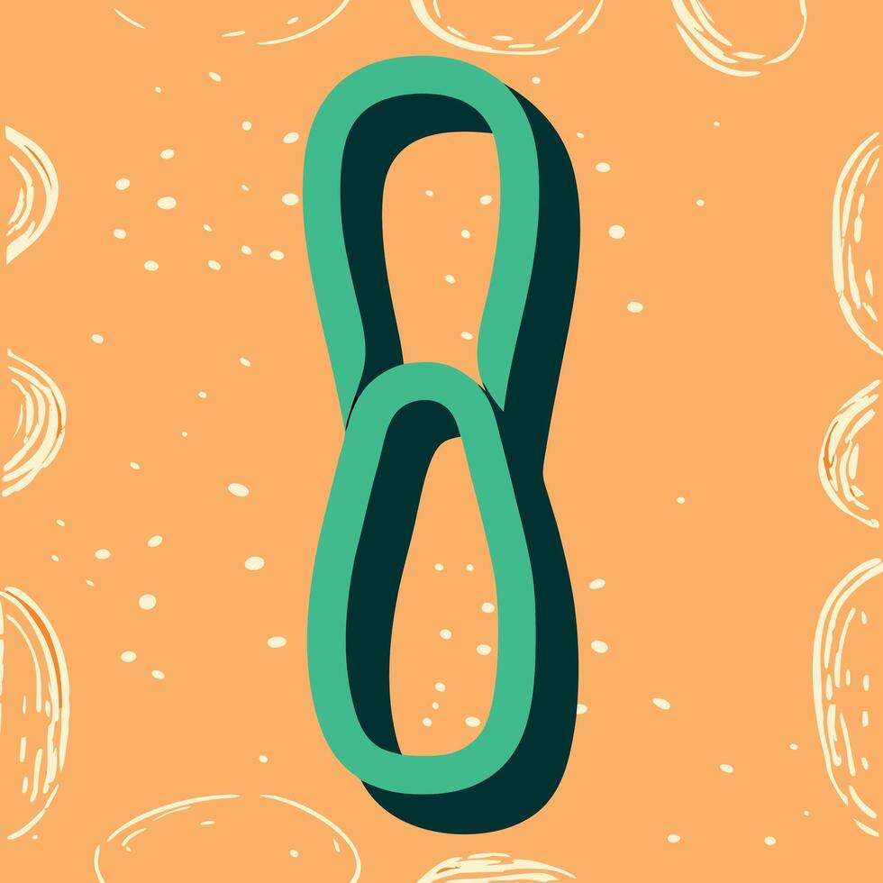 Abstract Teal Number Eight on Orange Background vector