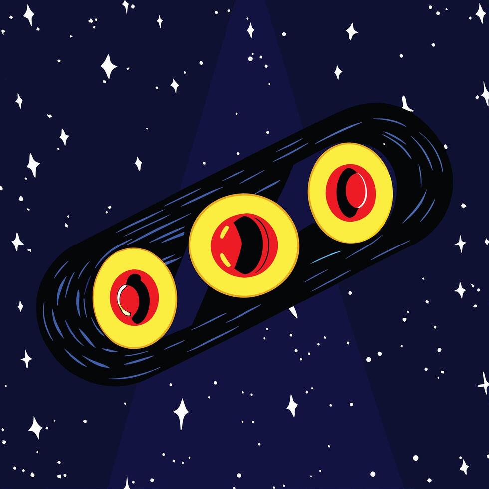 Cosmic Object with Three Celestial Bodies vector