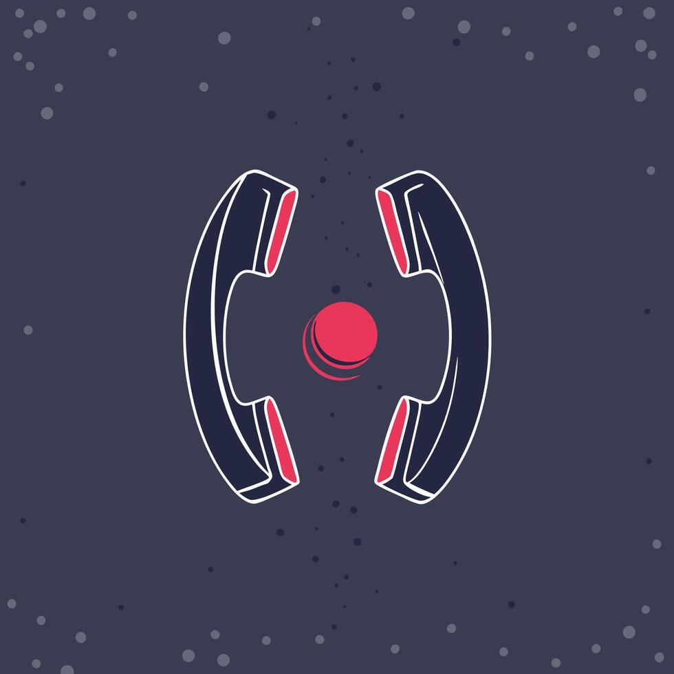 Retro Phone Handset, Communication, Vintage Technology, Connectivity, Abstract Art, Graphic Design, Minimalist Style, Symbol, Icon, Illustration vector