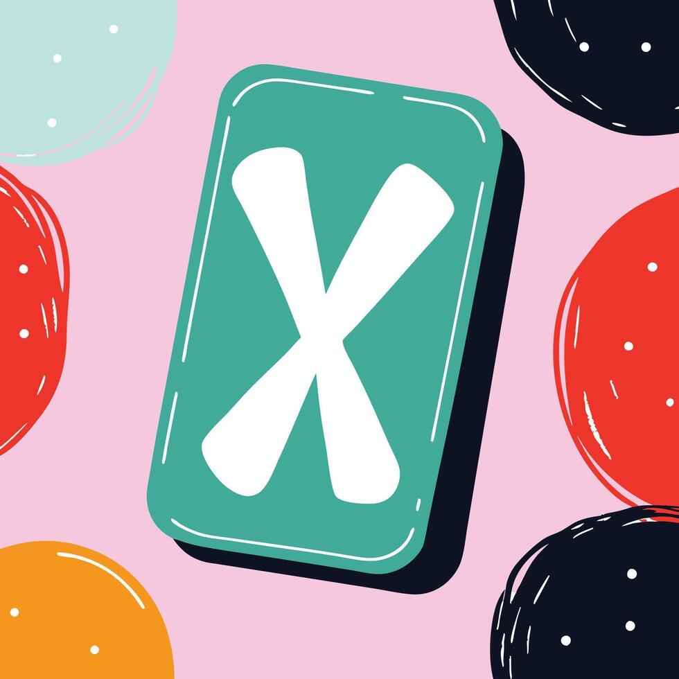 Abstract Teal X Shape with Colorful Circles vector